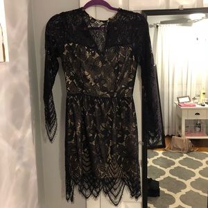 Black and nude lace dress from Nordstrom